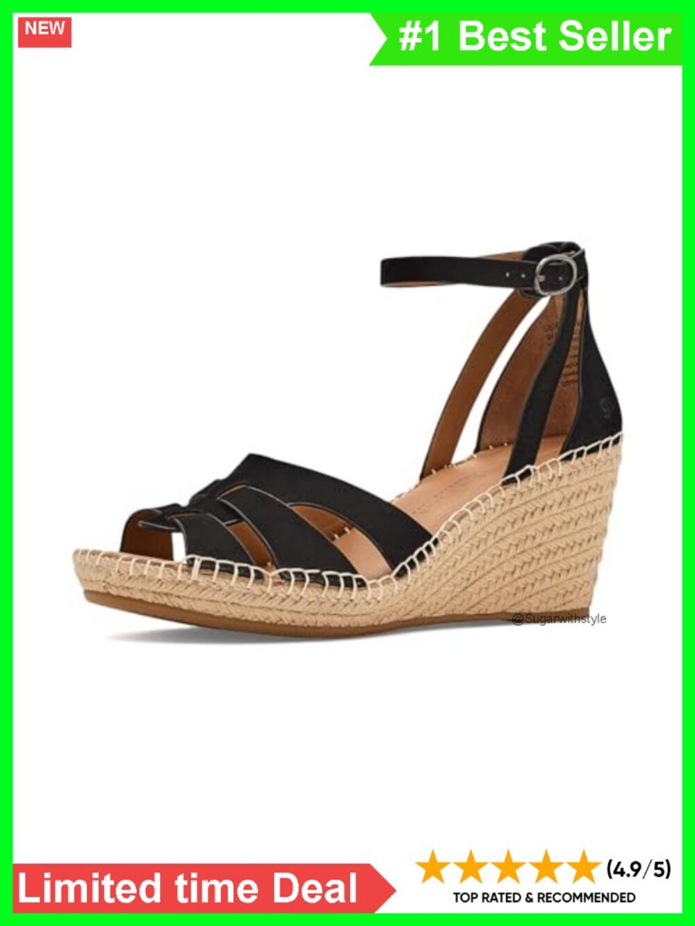 Woven Leather Platform Wedge Sandal Ankle Buckle